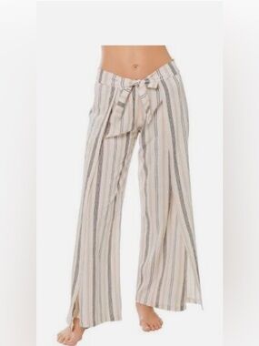 Becca Striped Wide-Leg Tie-Waist Pants Pants Size Small